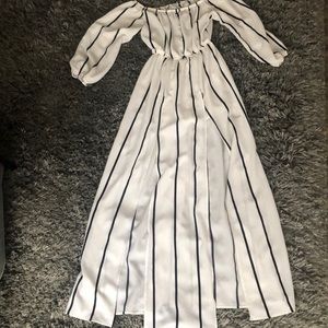 Black and white stripped romper dress